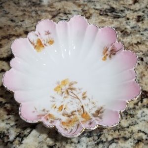 Vintage Bavarian pink flower china candy dish